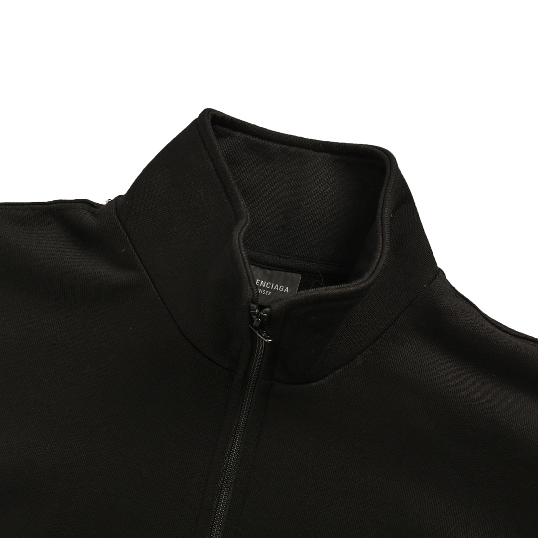 Balenciaga 24Fw half-zip sweatshirt with small front and large back lettering embroidery
