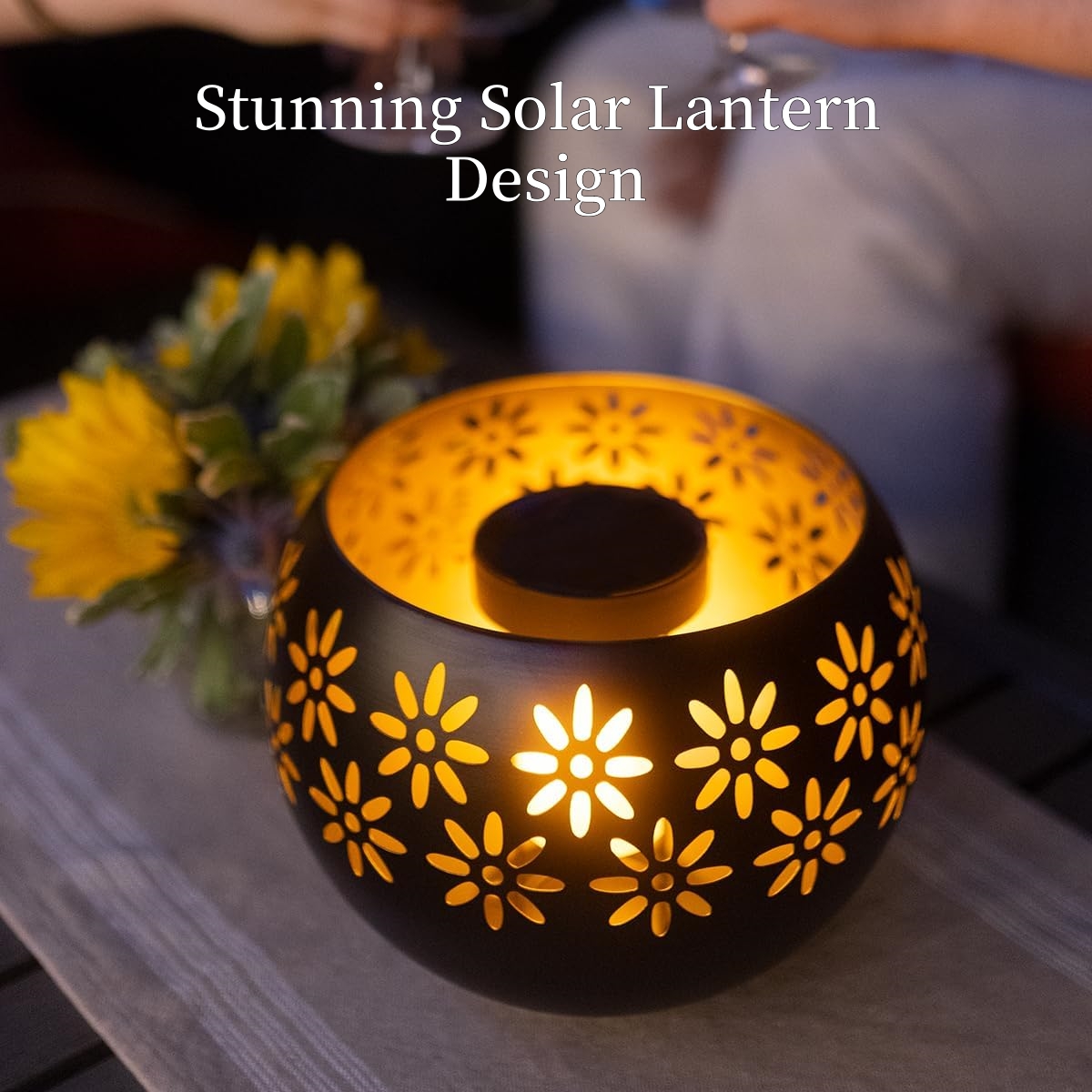 Outdoor Waterproof Solar Metal Lanterns With Flickering Flame