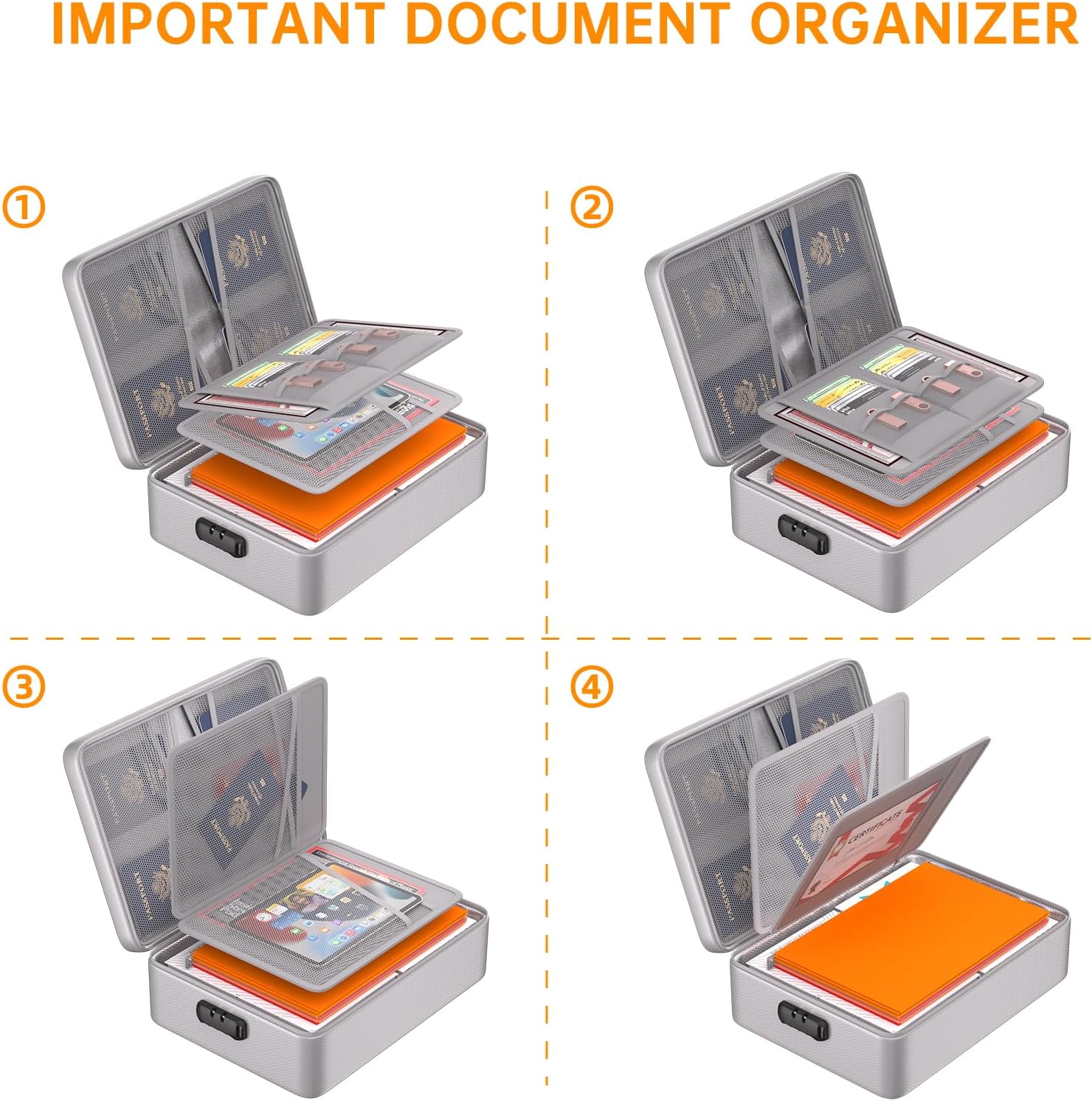 🔥Special Offer Today🔥5200°F Important Document Organizer with Lock,Upgraded Heat Insulated Fireproof＆Waterproof Box
