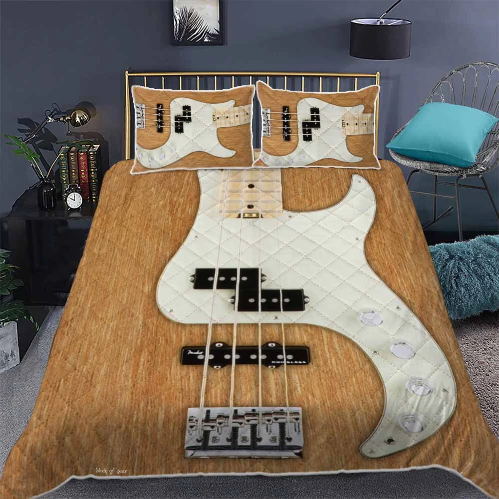 Bass Guitar. For The Love Of Bass Quilt Bed Set