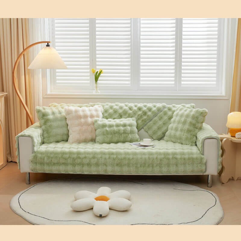 😍Cosy Plush Solid Colour Non-slip Couch Cover