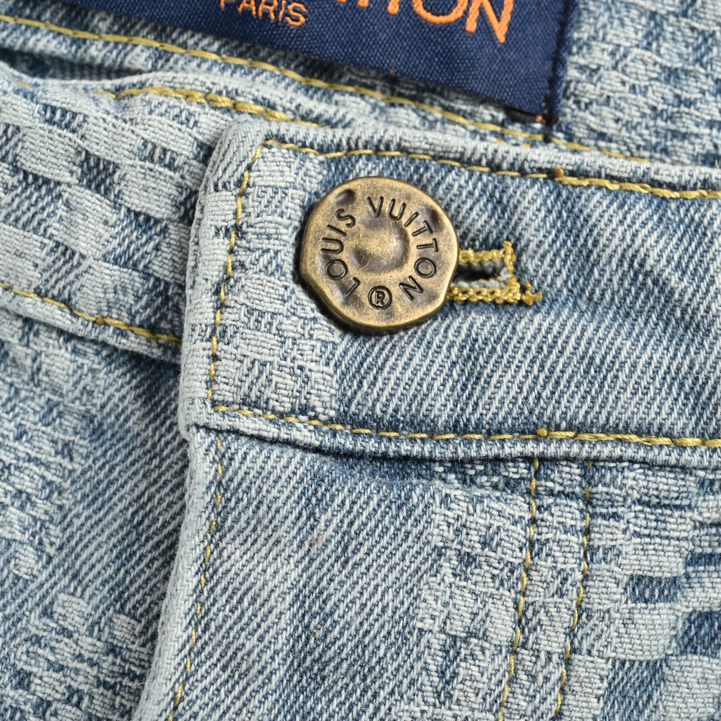 Louis Vuitton 25ss checkerboard jacquard denim shorts