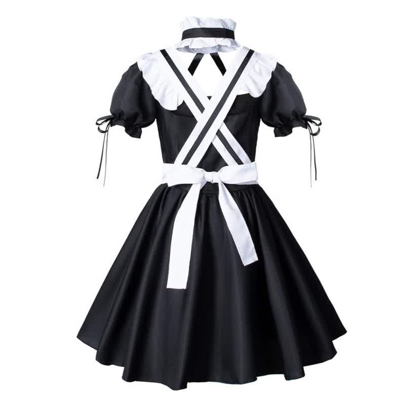 Cosplay Bow Tie Lolita Maid Ruffle Costume Dress