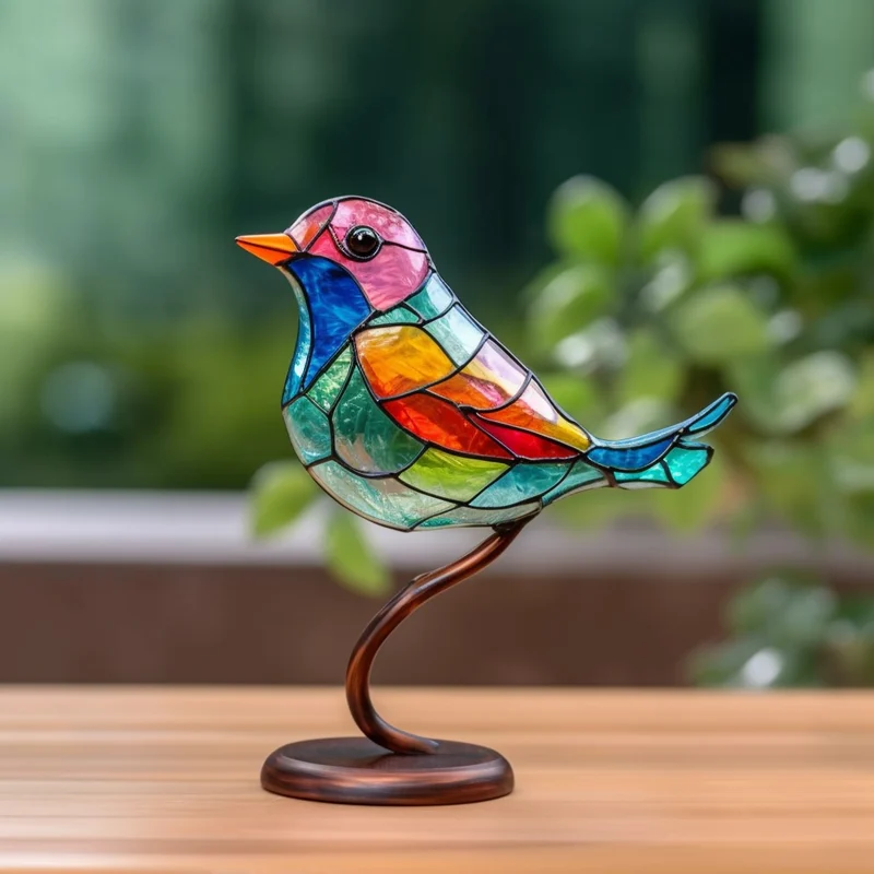 🌈Stained Glass Birds on Branch Desktop