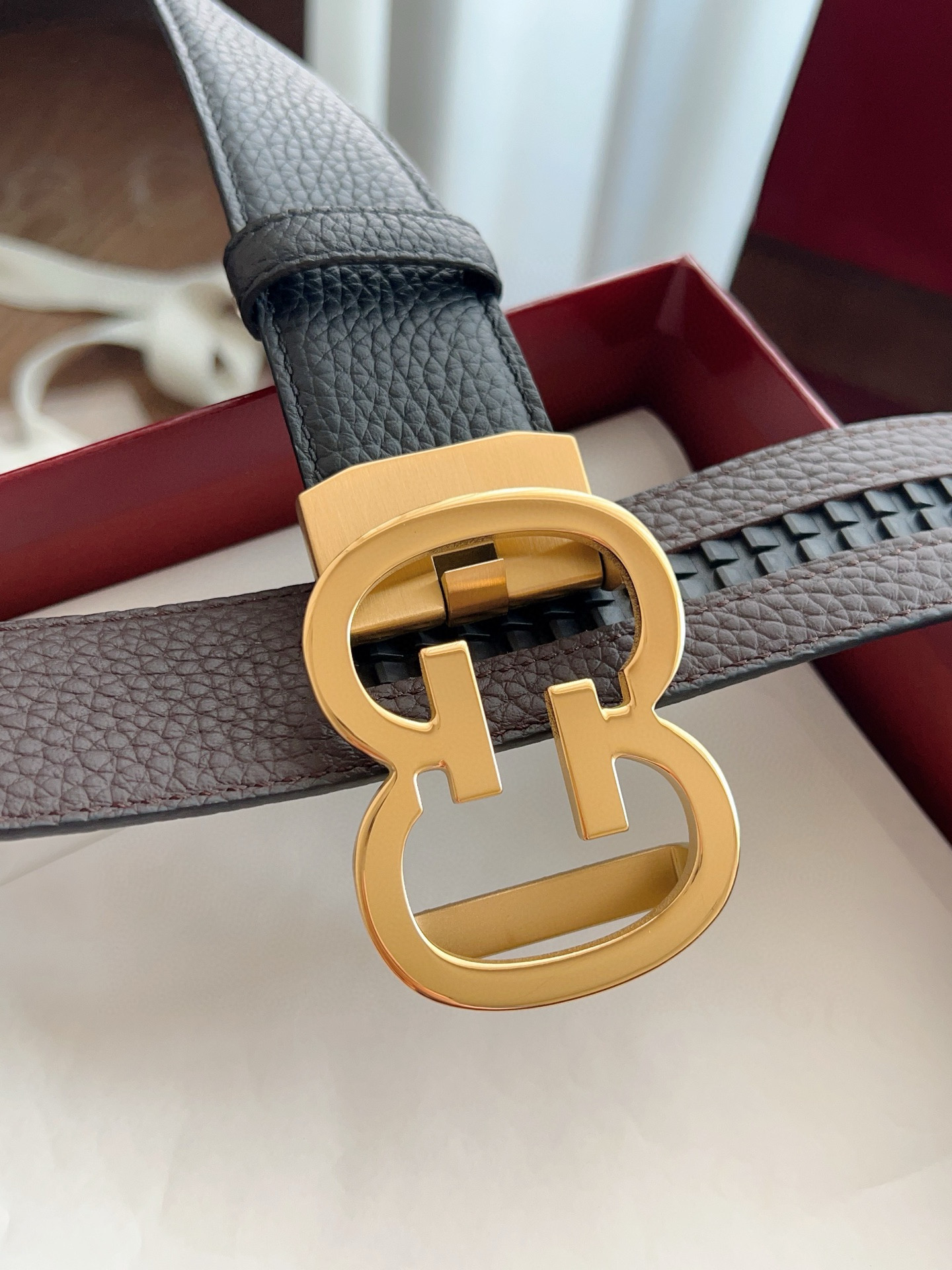 Gucci automatic smooth buckle double-sided cowhide belt width 3.5cm