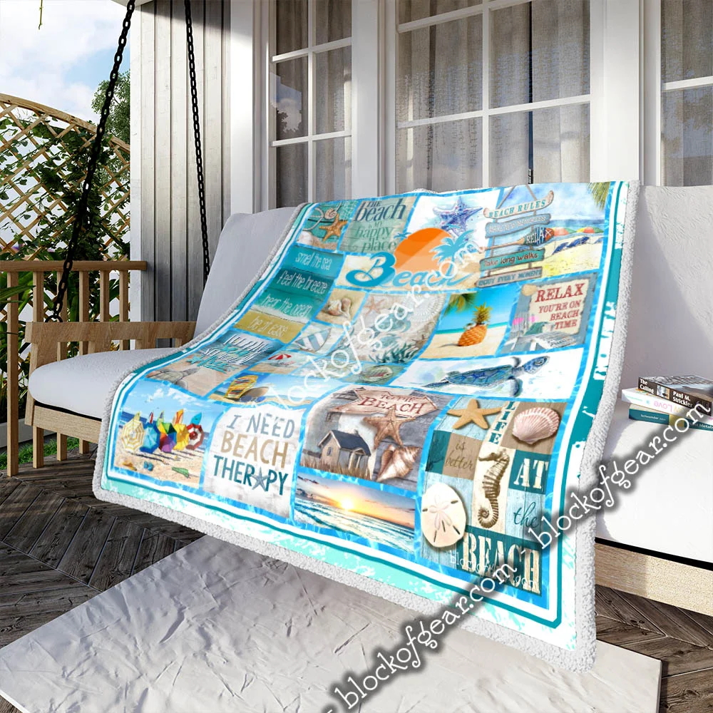 The Beach Is My Happy Place Sofa Throw Blanket Blanket