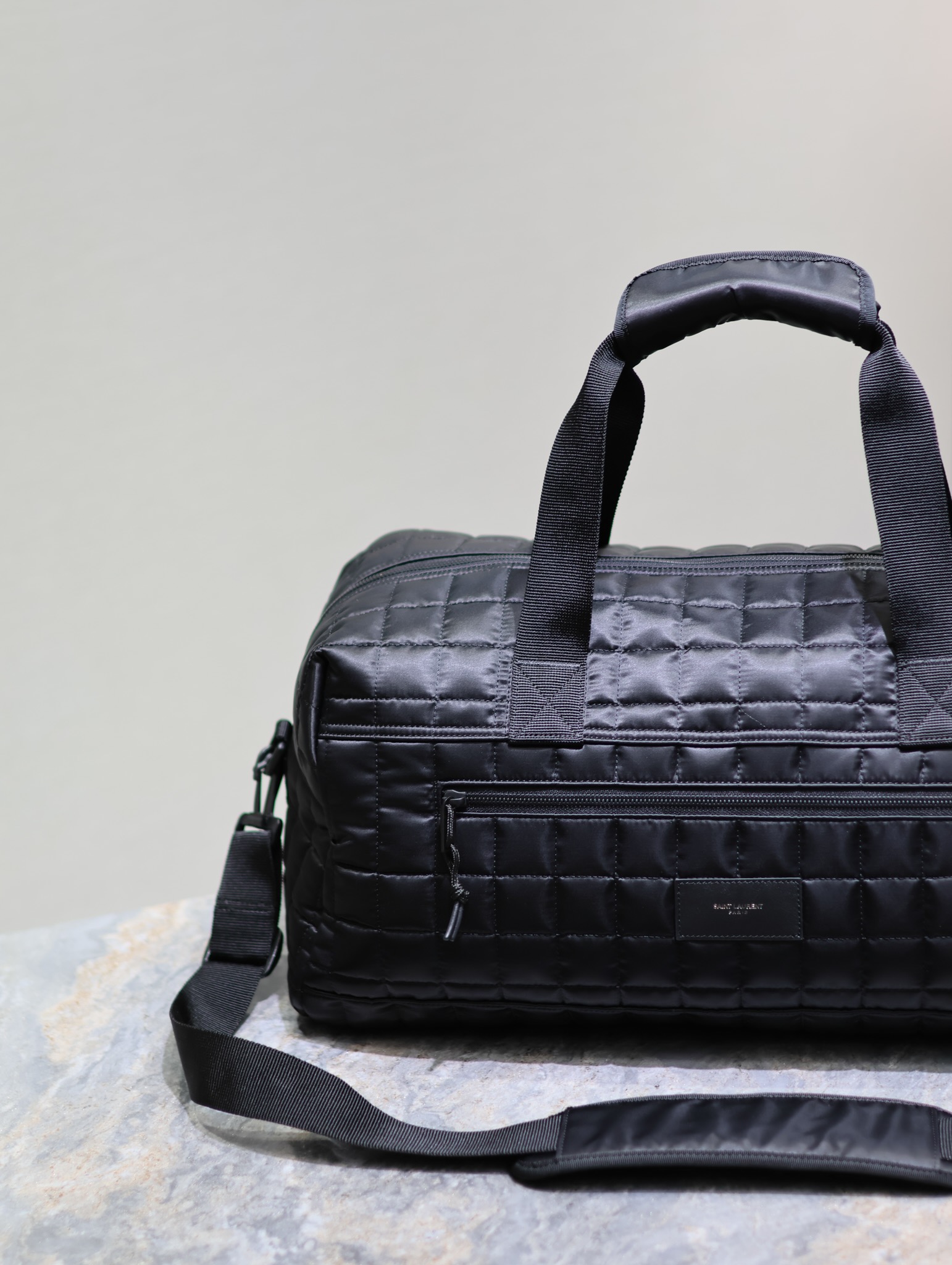 Yves Saint Laurent Plaid Nylon Travel Tote Bag 581374