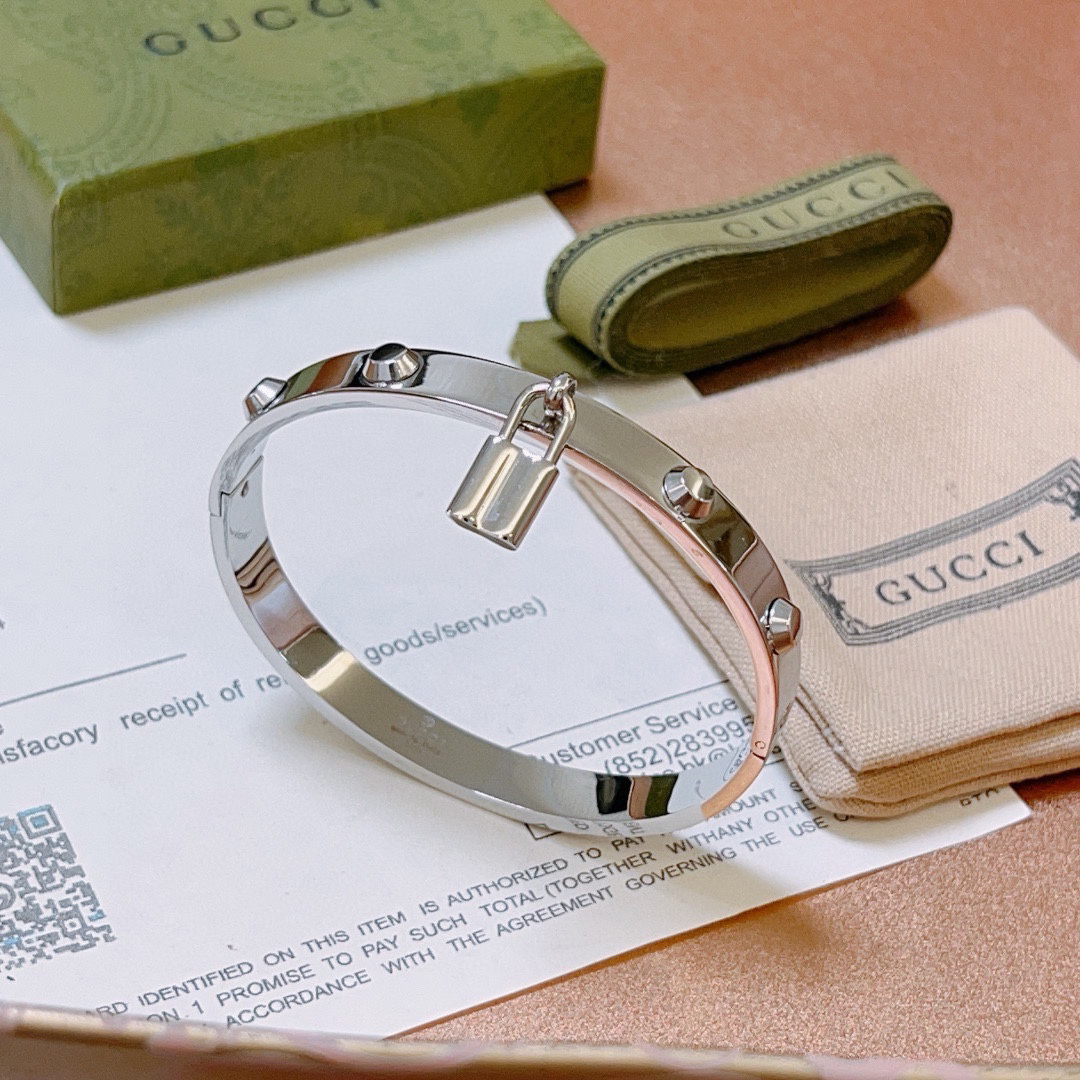 Gucci lock rivet hoop bracelet