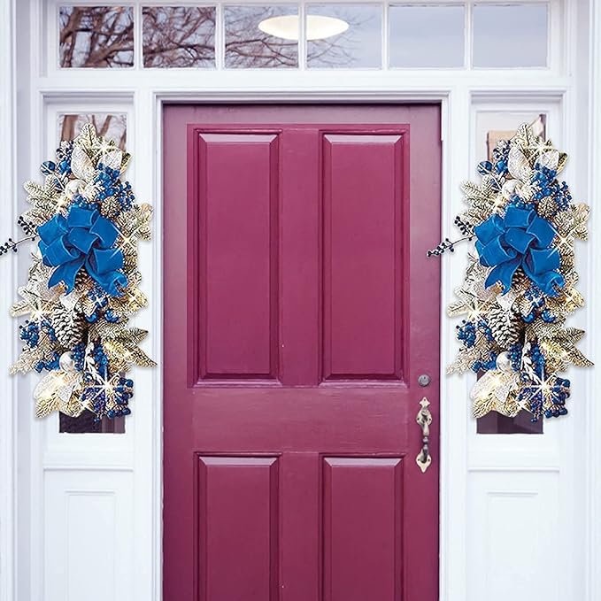 🌲Christmas Cordless Stairway Swag Teardrop Trim Wreath🎁