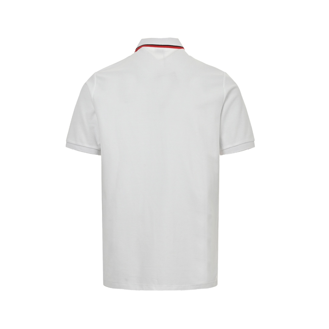 Burberry red and white striped TB letter logo embroidered short sleeves