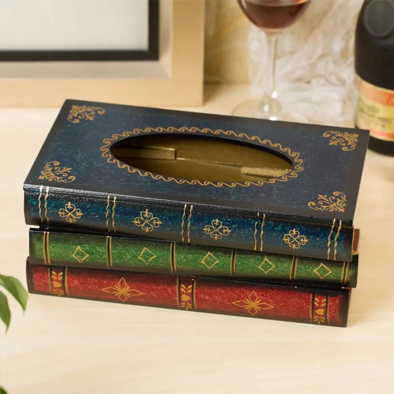 🔥HOT SALE 49% OFF - Creative Retro Wooden Book Shape Tissue Box