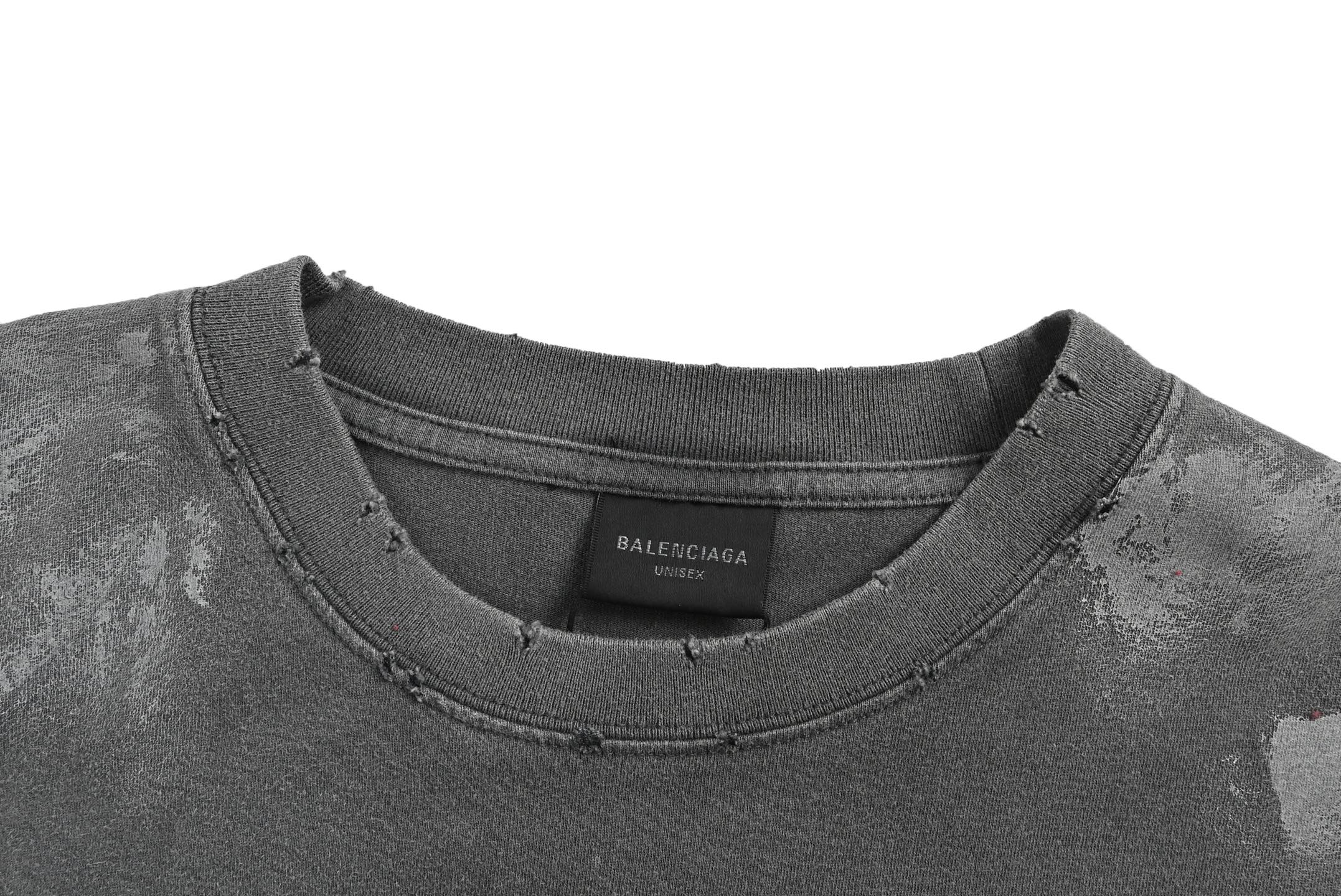 Balenciaga front and back letter embroidery hand-painted graffiti washed short sleeves