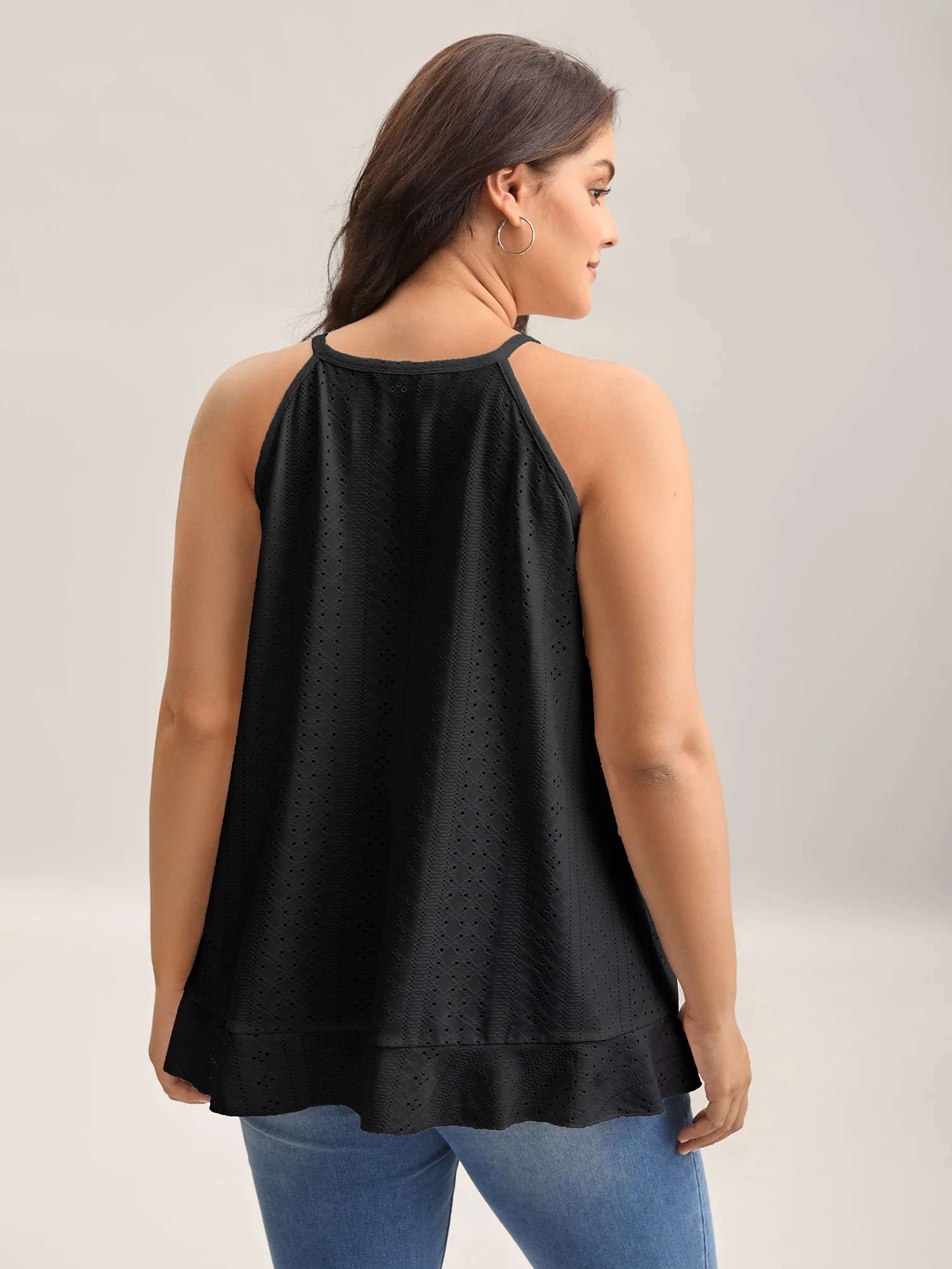 Textured Knit Overlap Hem Tank Top