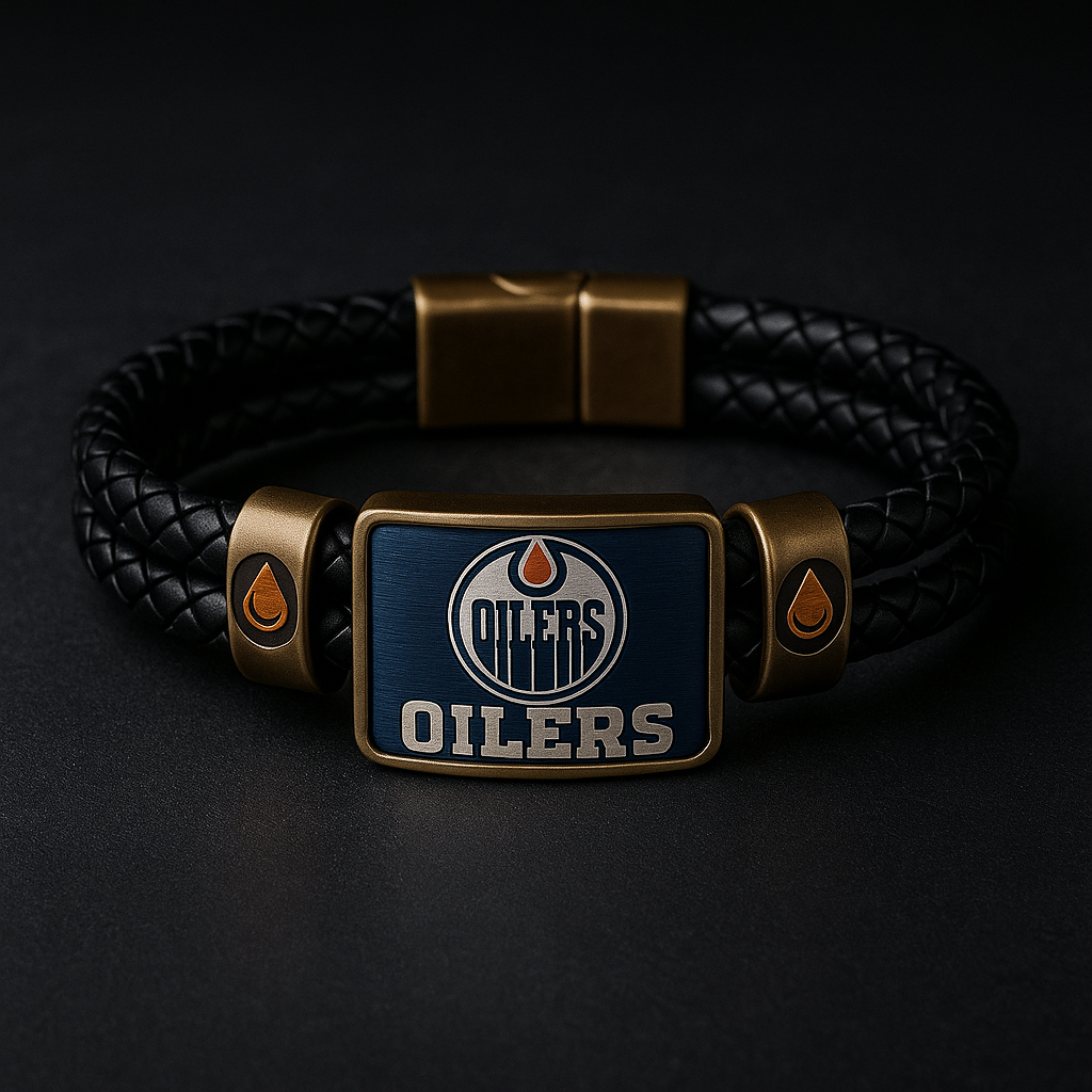 Edmonton Oilers Braided Leather Bracelet
