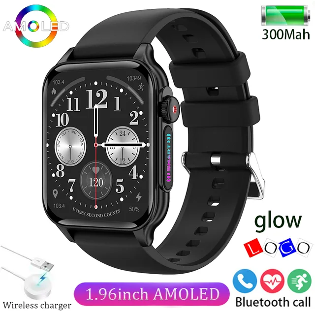 2024 New men's HD Bluetooth Call smartwatch Luminous LOGO1.96inch full screen touch 300Mah large battery for Huawei Xiaomi + box