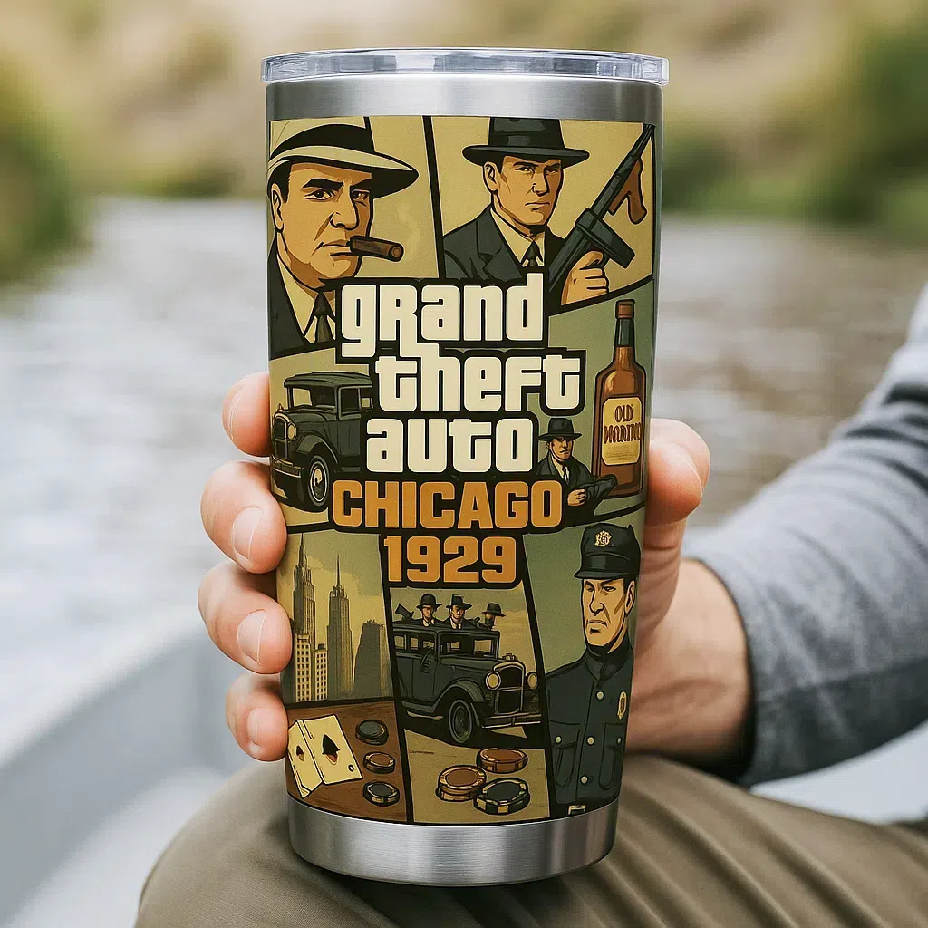 Chicago 1929 Retro Gangster Travel Tumbler