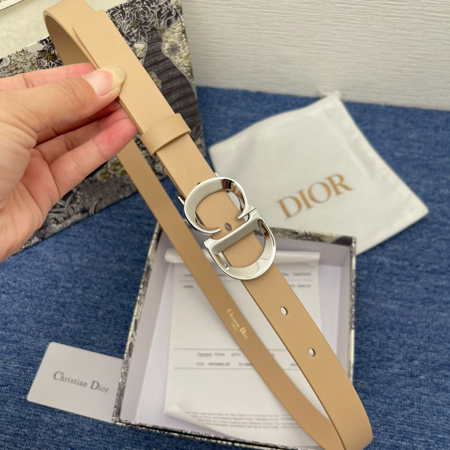 Dior CD buckle leather belt 2.0CM wide