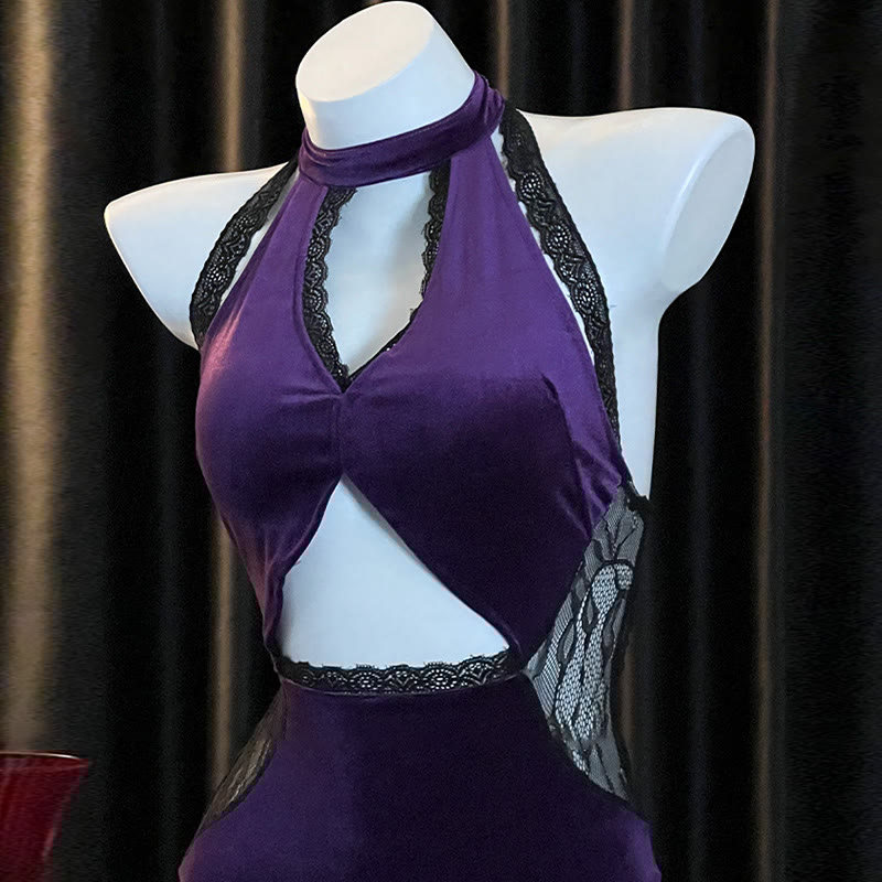 Cheongsam See-through Hollow Out Lingerie Dress