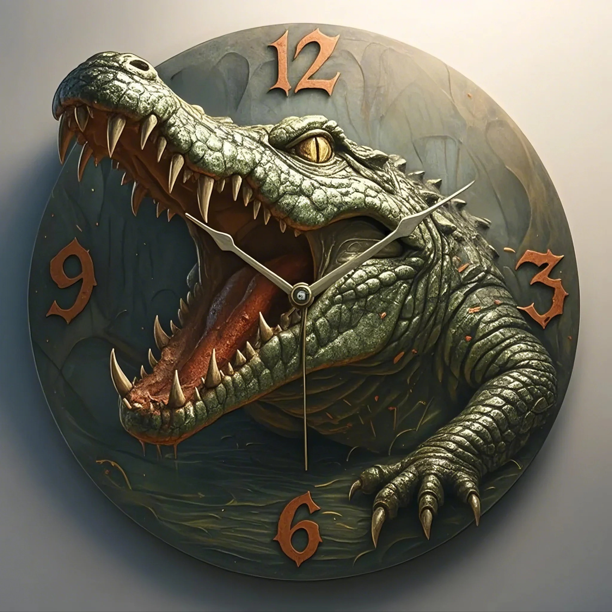 Alligator Clock Mural: Time with a Bite! 🐊🕒
