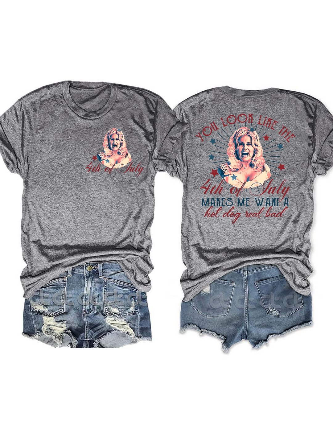 Women's You Look Like The 4th Of July Makes Me Want A Hot Dog Real Bad T-Shirt