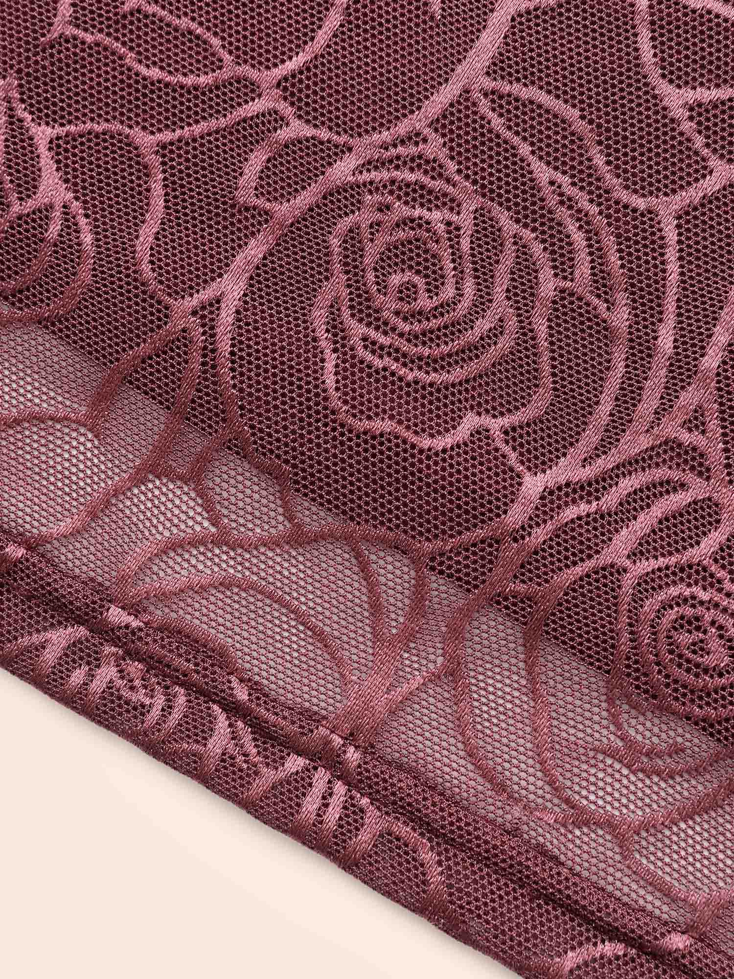 Floral Textured Mesh Elastic Waist Skirt