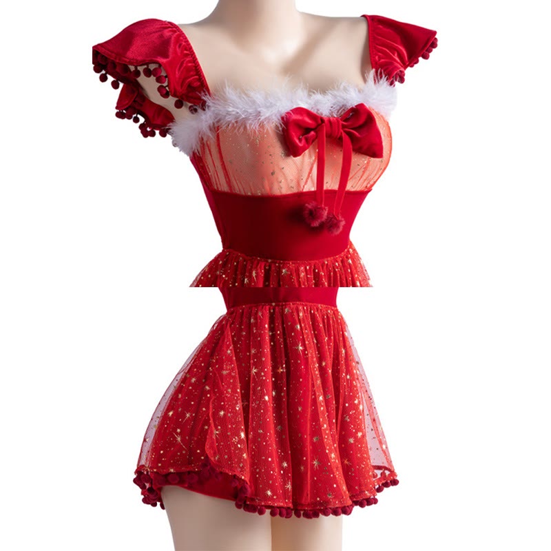 Bow Star See-through Lingerie Dress
