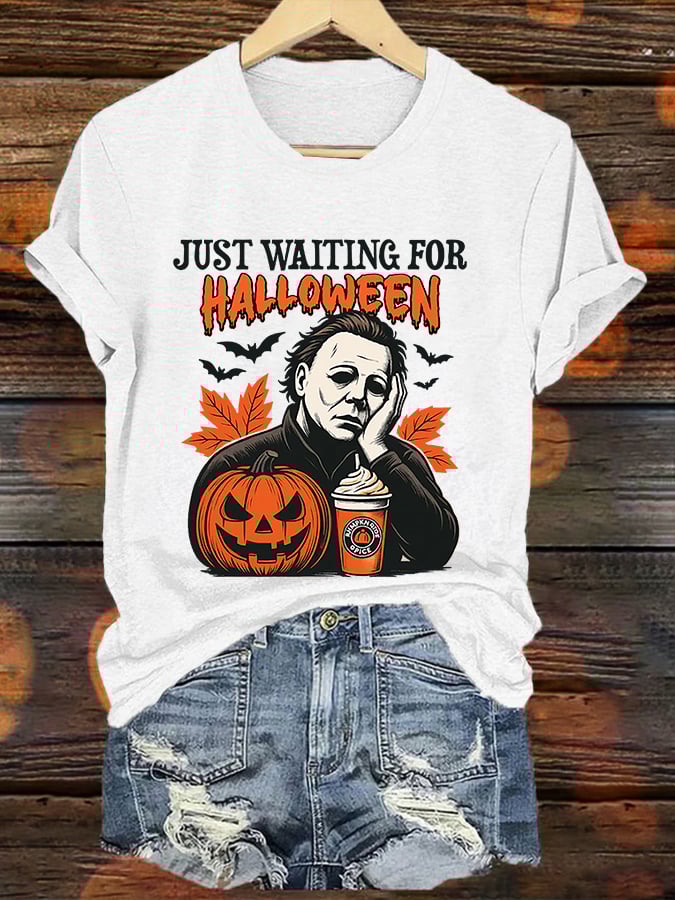 🔥Buy 3 Get 10% Off🔥Women'S JUST WAITING FOR HALLOWEEN Print Short Sleeve T-Shirt