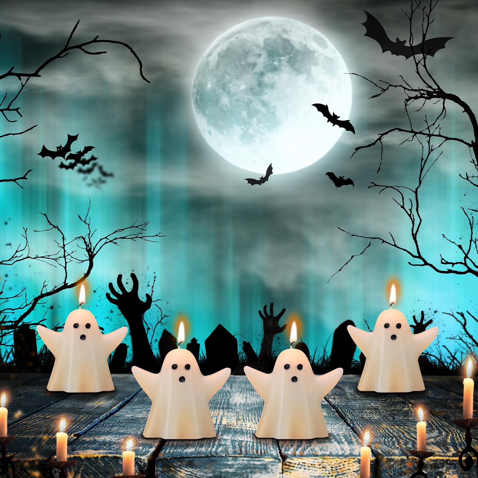 🔥ON SALE🔥 5 Pieces White Halloween Decor Candles👻