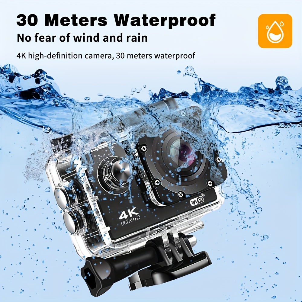 Action Camera 4K Ultra HD - Waterproof, WiFi, Remote Control, 8GB Card, 170° Wide-Angle Lens - Capture Your Adventures Like Never Before
