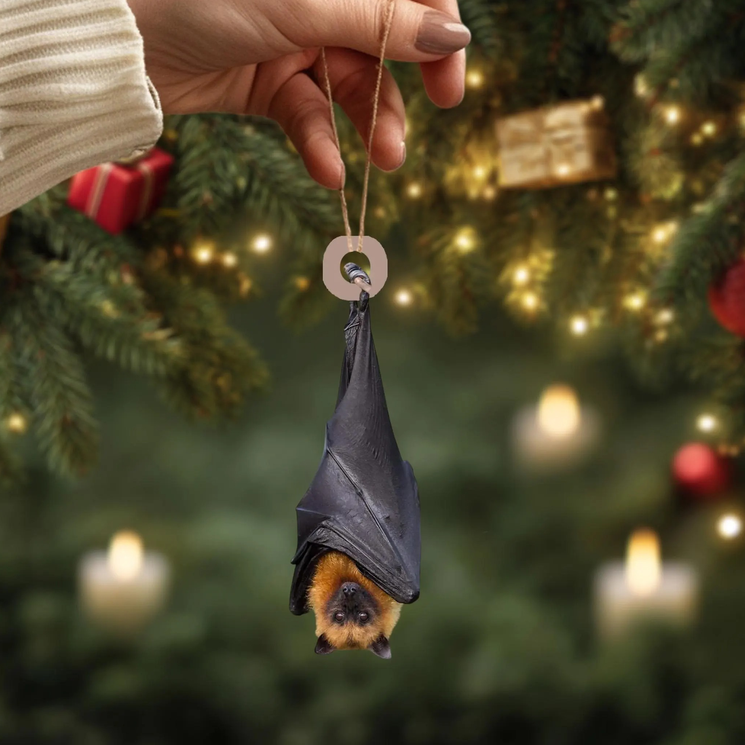 “Midnight Guardian” — Personalized Black Bat Ornament
