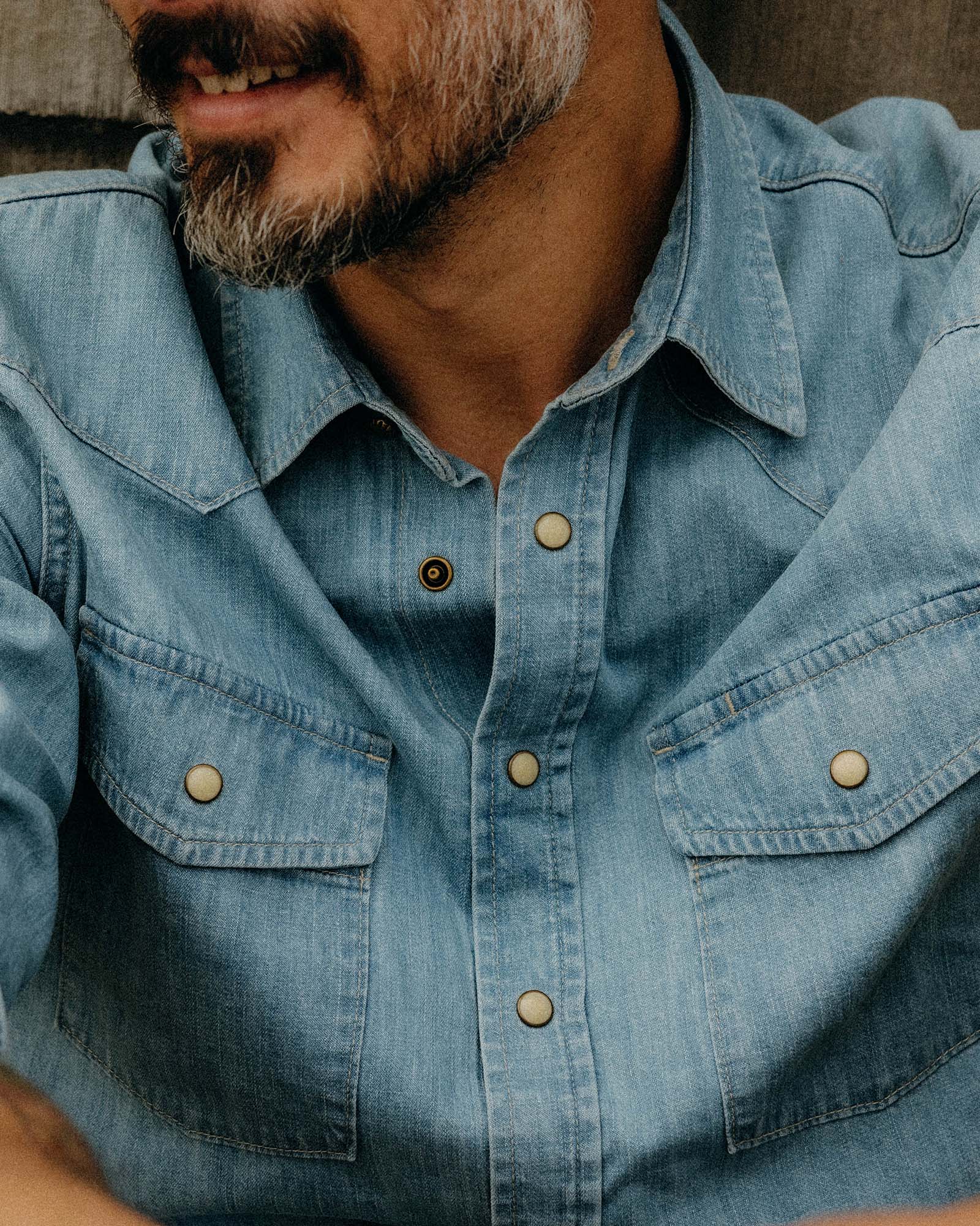 The Glacier Shirt in Washed Indigo Selvedge Denim