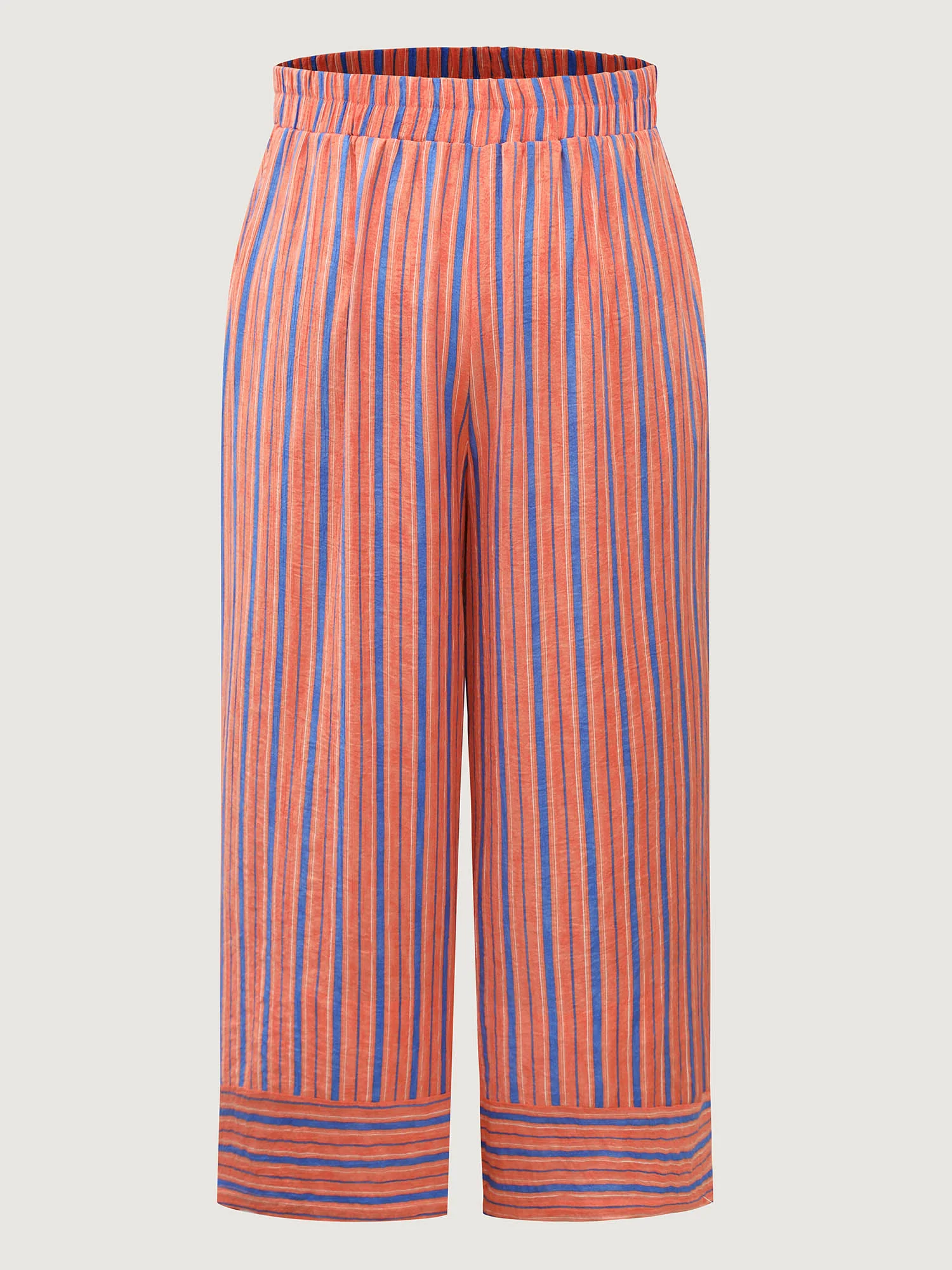 Soft Stripes Stretchy Waist Wide-Leg Pants