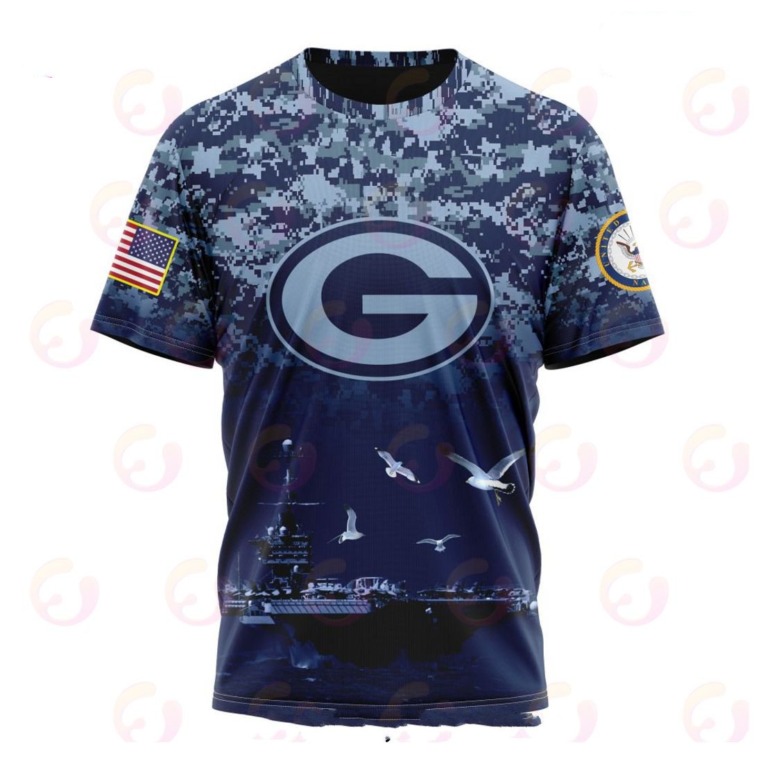 GREEN BAY PACKERS 3D HOODIE HONOR US NAVY VETERANS