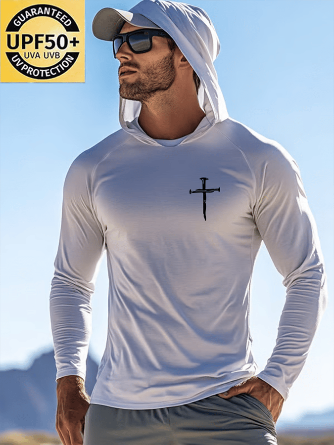 🔥Hot Sale Picks 🔥Men's Faith Outdoor Sun Protection Breathable Cool Hooded Sun Protection Long Sleeve Top