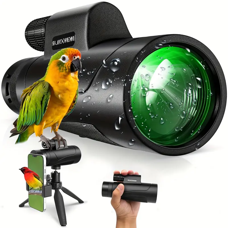 80x100 HD Waterproof Monocular Telescope With Smartphone Adapter (High Powered Night Vision)