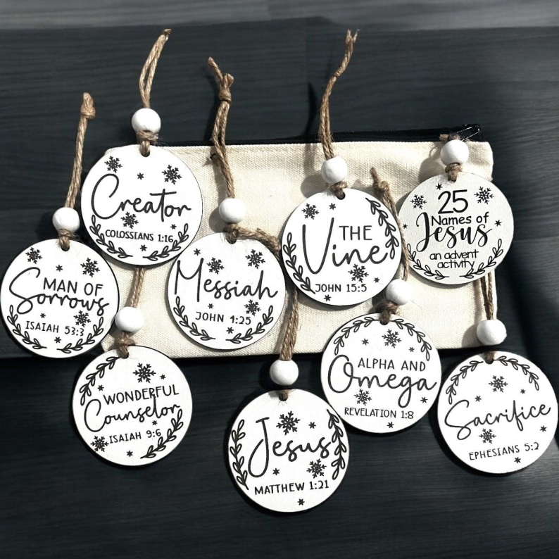 25 Names of Jesus Advent Christmas Ornament Set