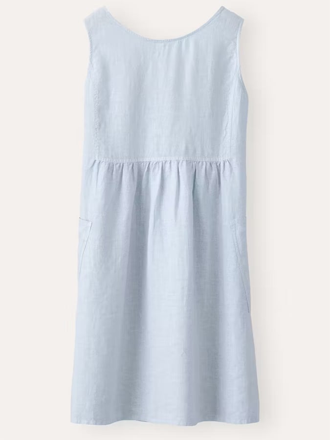 Cotton Linen Round Neck Sleeveless Pocket Simple Dress