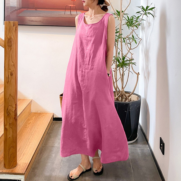 Solid Color Simple Casual Midi Dress