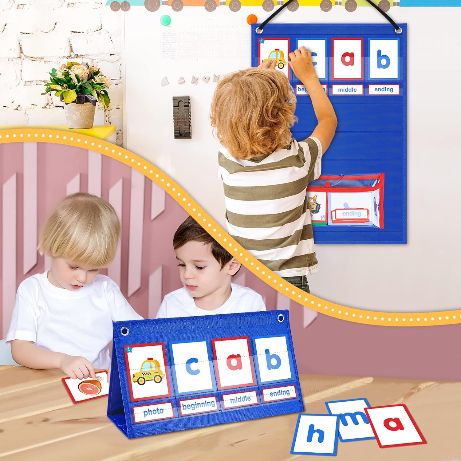 CVC Word Builder Desktop Pocket Chart Word Spelling Games Literacy Learning Cards