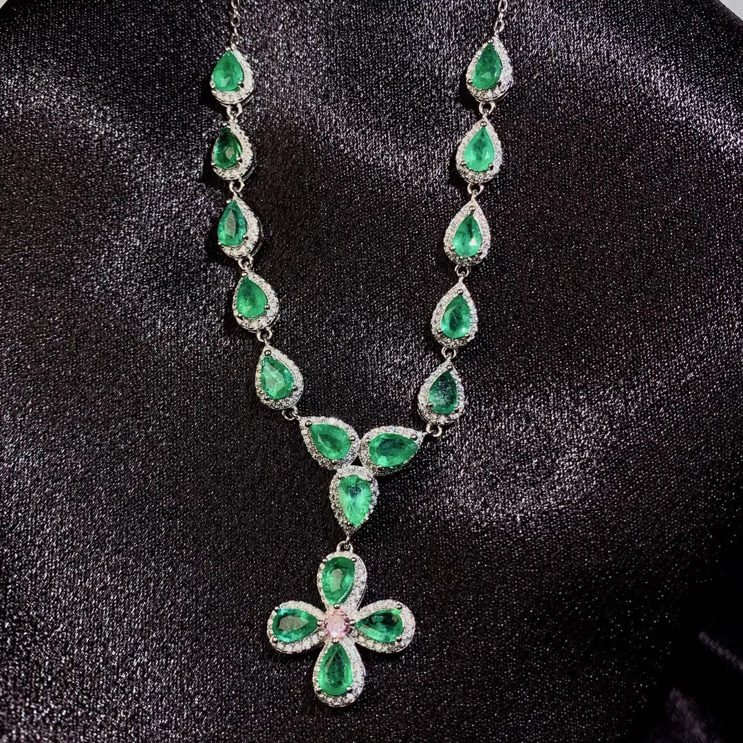 Emerald Tanzanite Silver 925 Jewelry Women's Gem Pendant 925 Sterling Silver Women's Luxury Necklace Free Christmas shipping