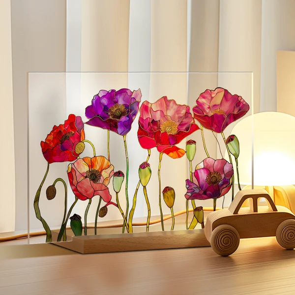 🌷🌼2024 NEW🌻🌺Painted Colorful Flower Pattern Decor With Wooden Base💖