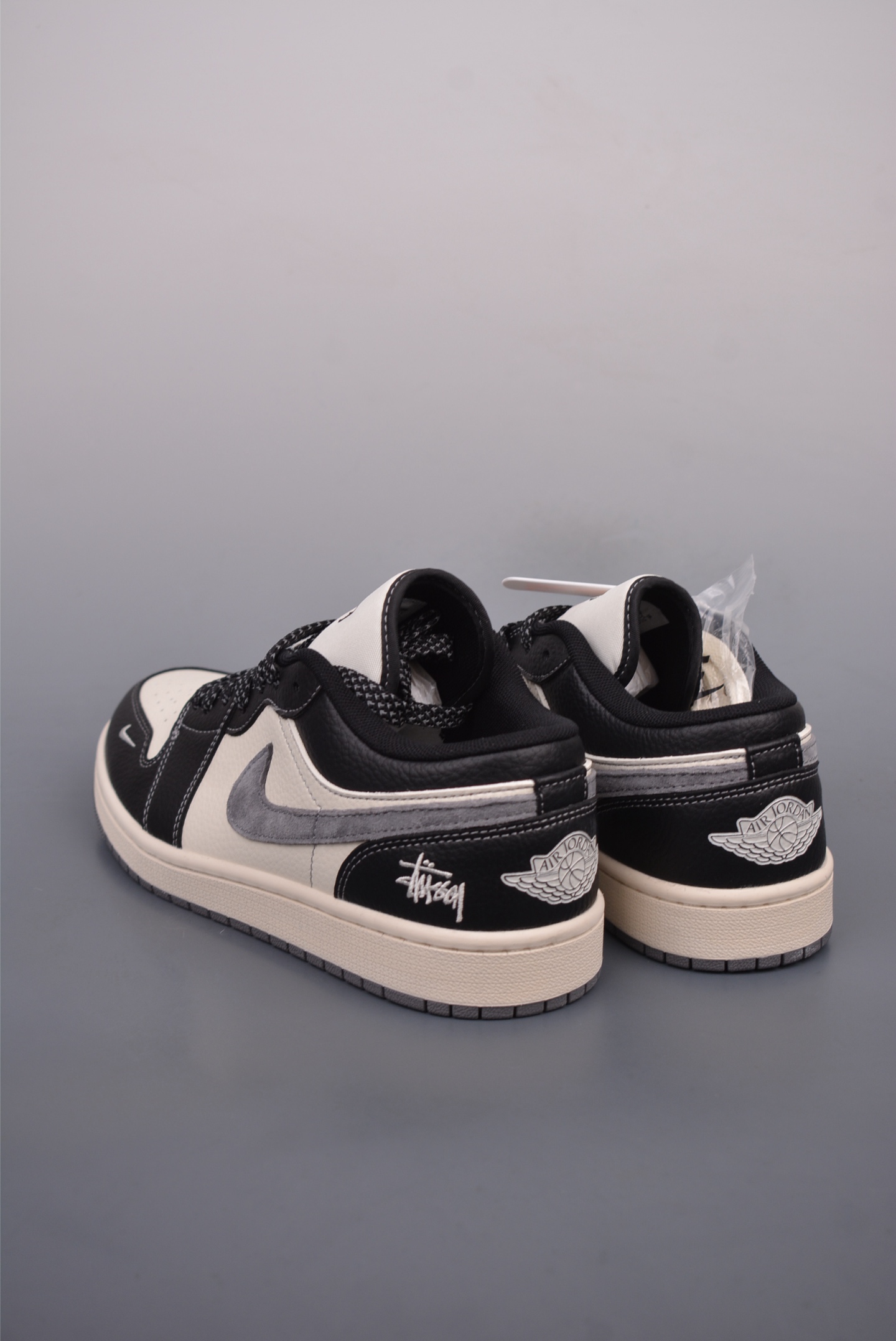 Stussy x Nike Air Jordan 1 Low OG Black, Grey and White XX3318-511