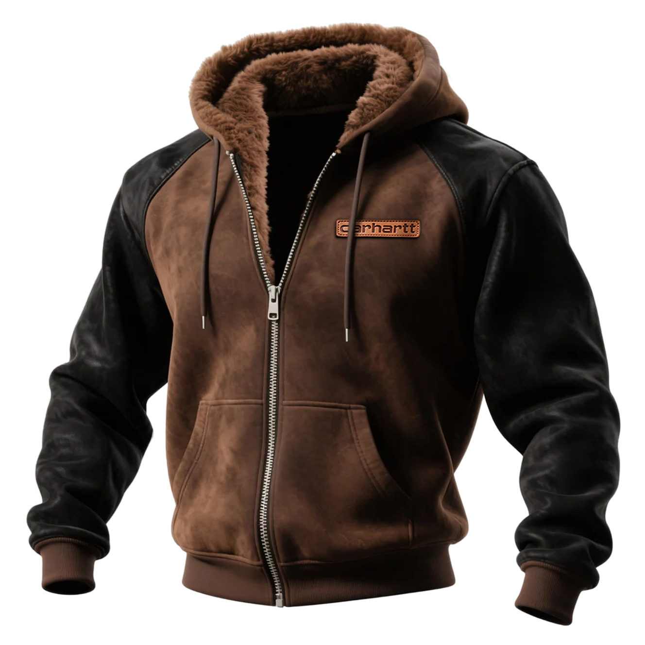 Winter Warmth Hooded Jacket with Faux Fur Trim for Men