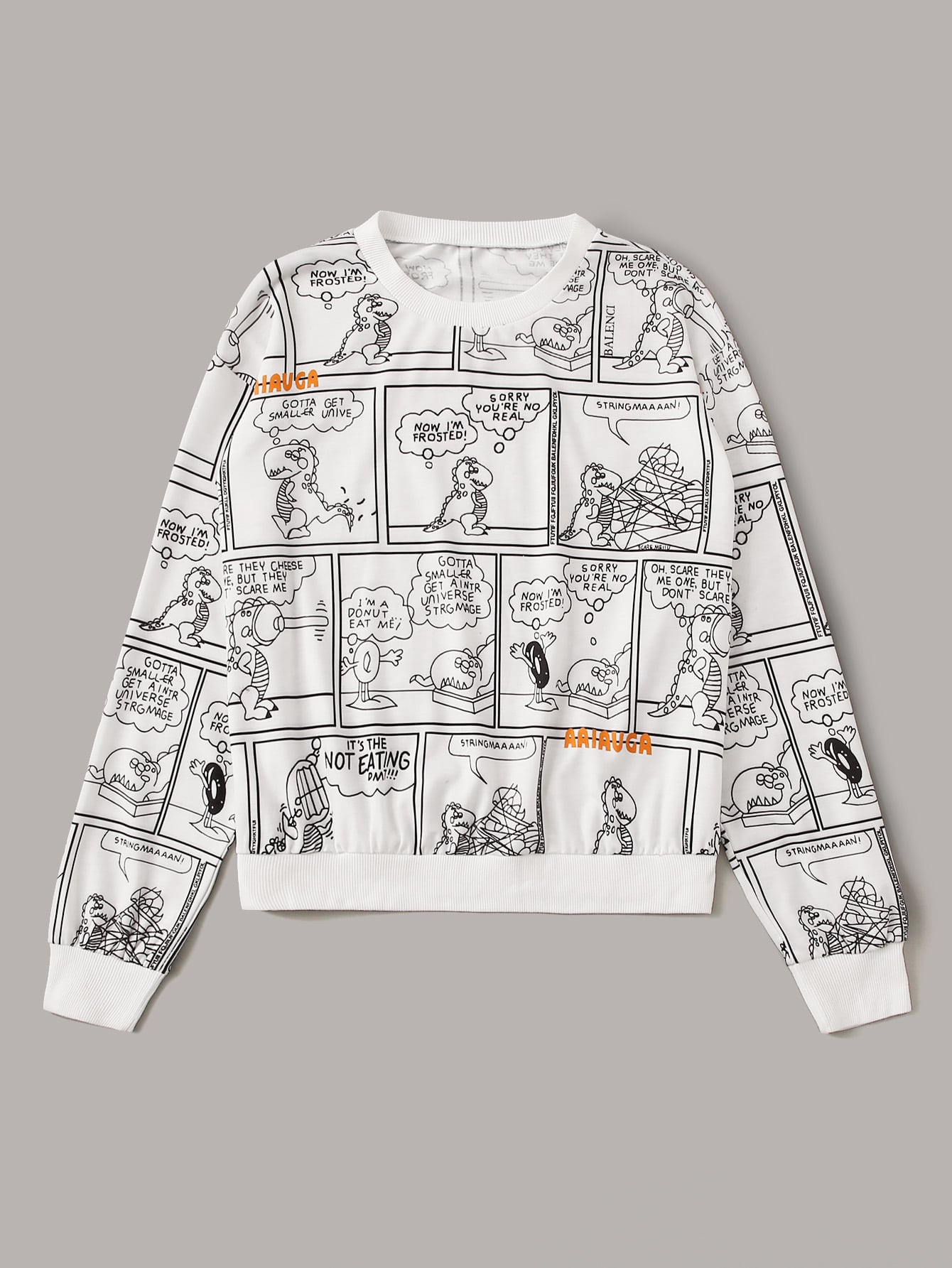 Comic Print Drop Shoulder Sweatshirt