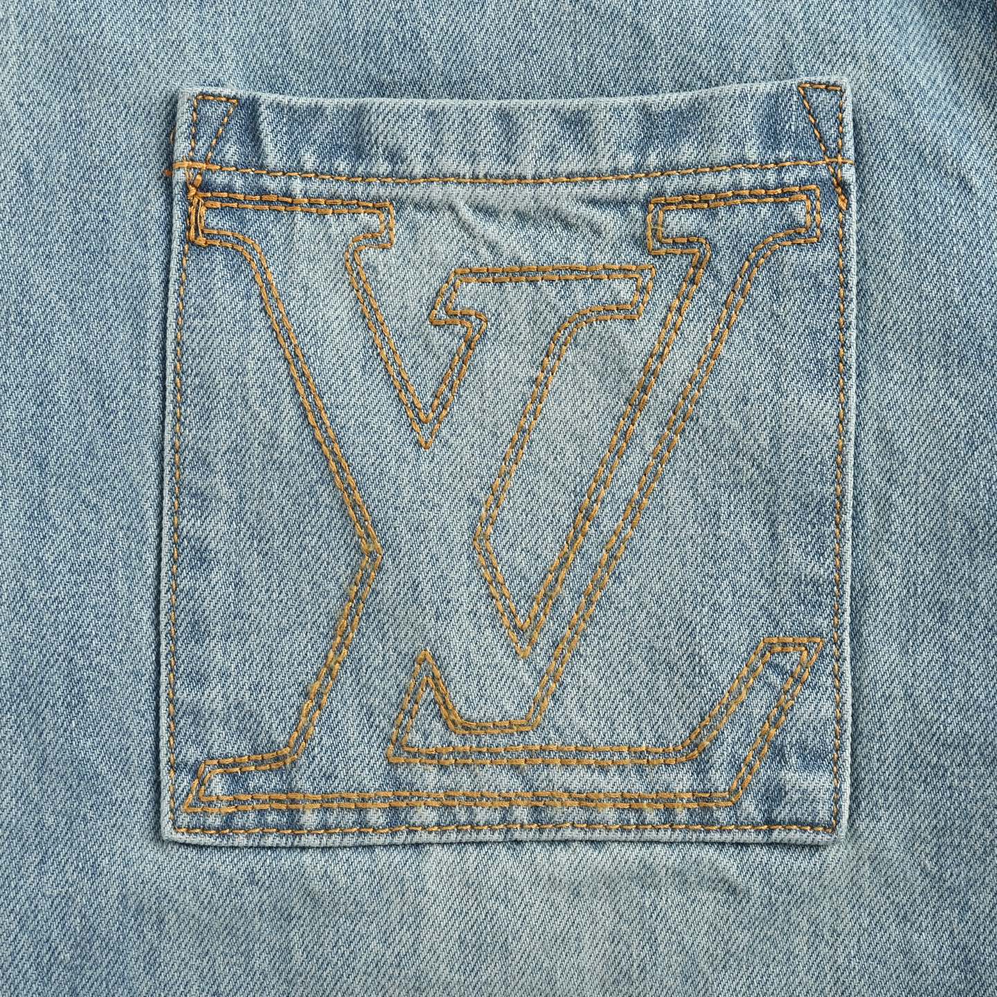 Louis Vuitton 25ss pocket embroidered denim short sleeve shirt