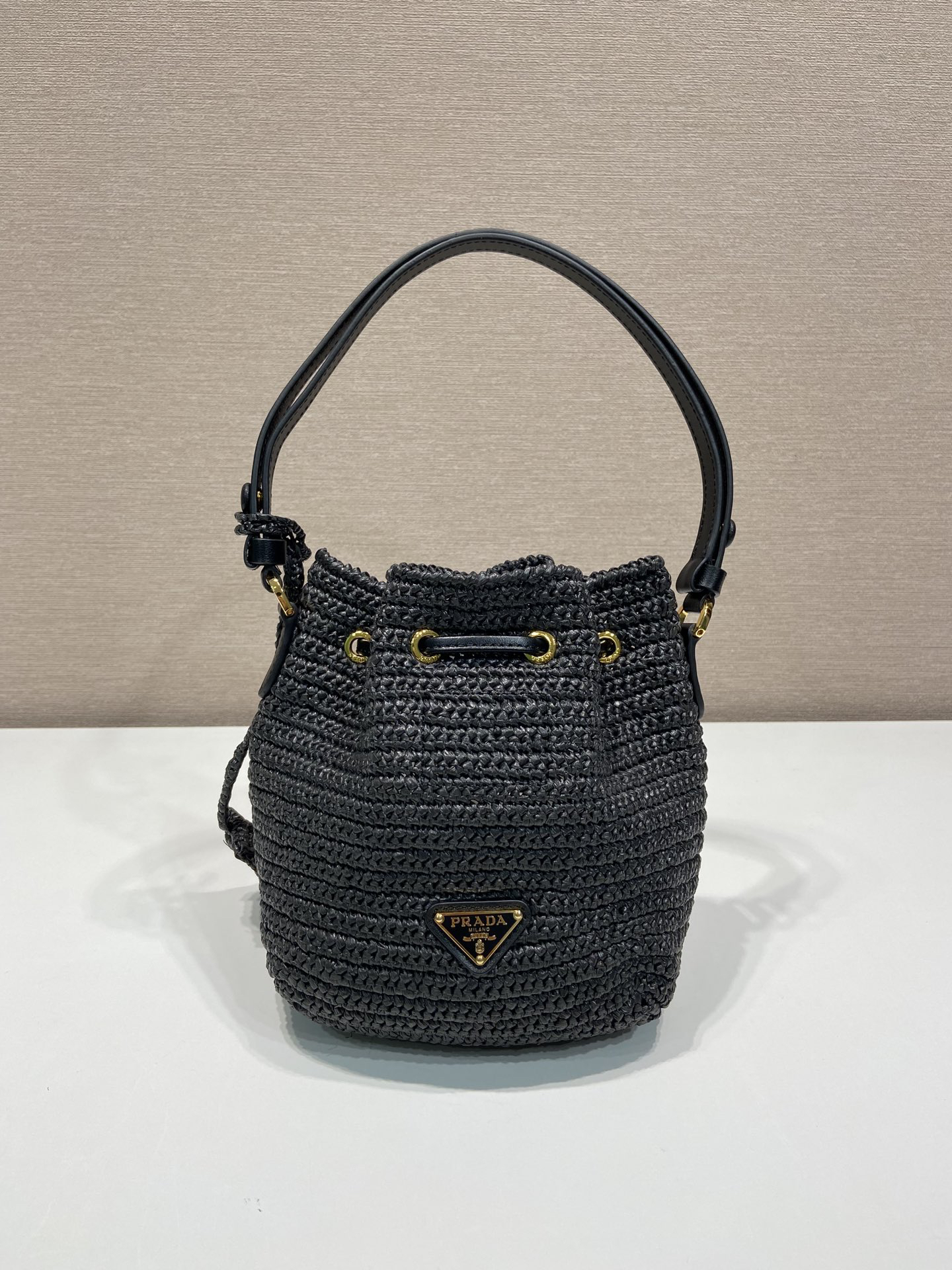 Prada Straw Bucket Bag 1BE068