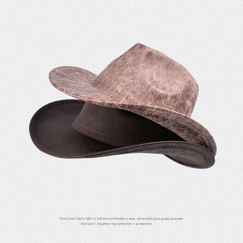 Retro-textured western cowboy hat men's top brim outdoor sun visor jazz hat