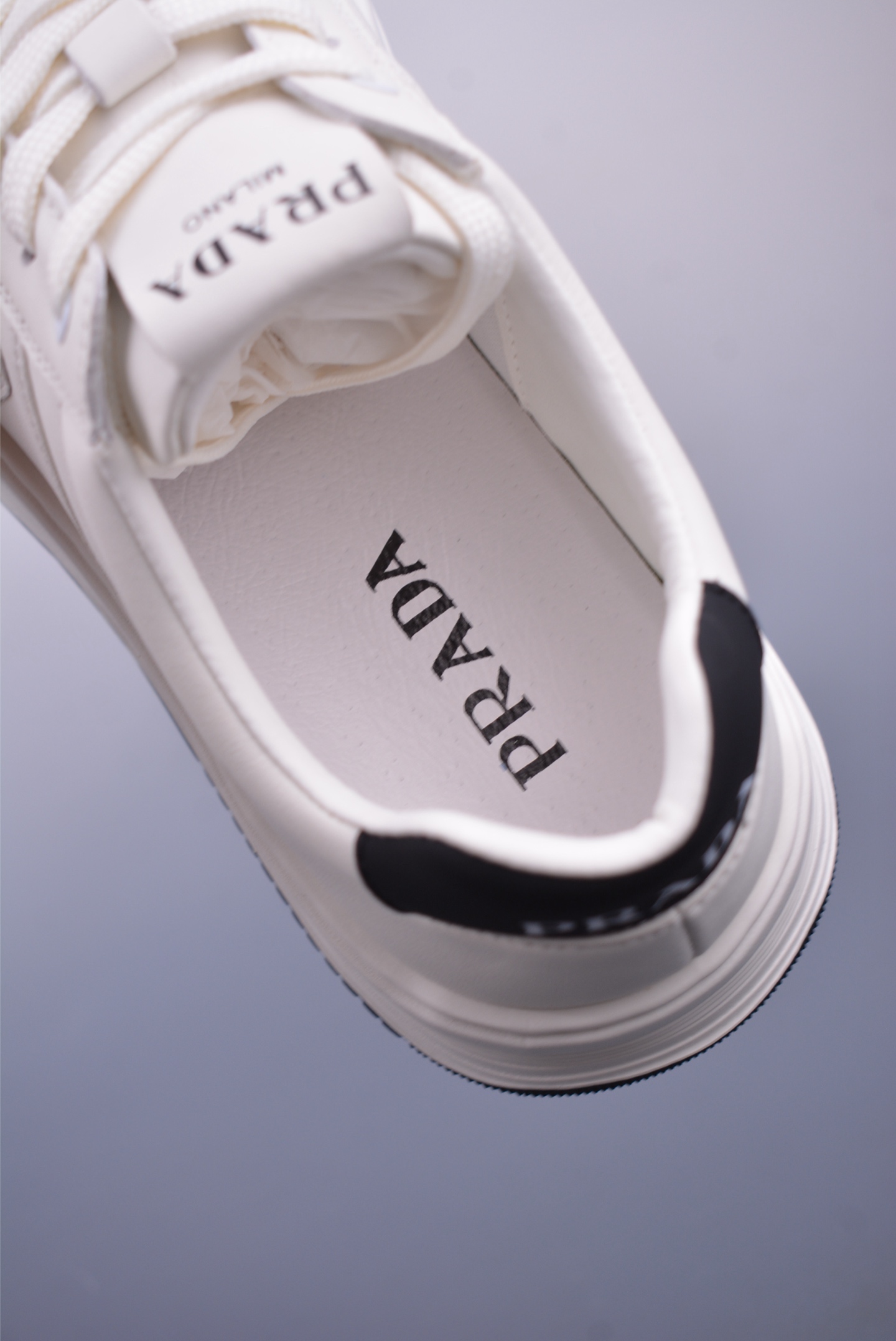 Prada PRAX 01 Triangle Logo Leather Sneakers Triangle Series Sports Shoes White Black 3D937M