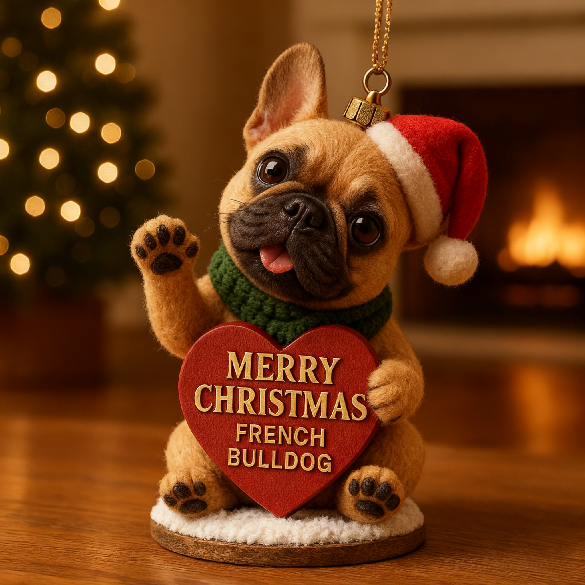 French Bulldog Heart Ornament