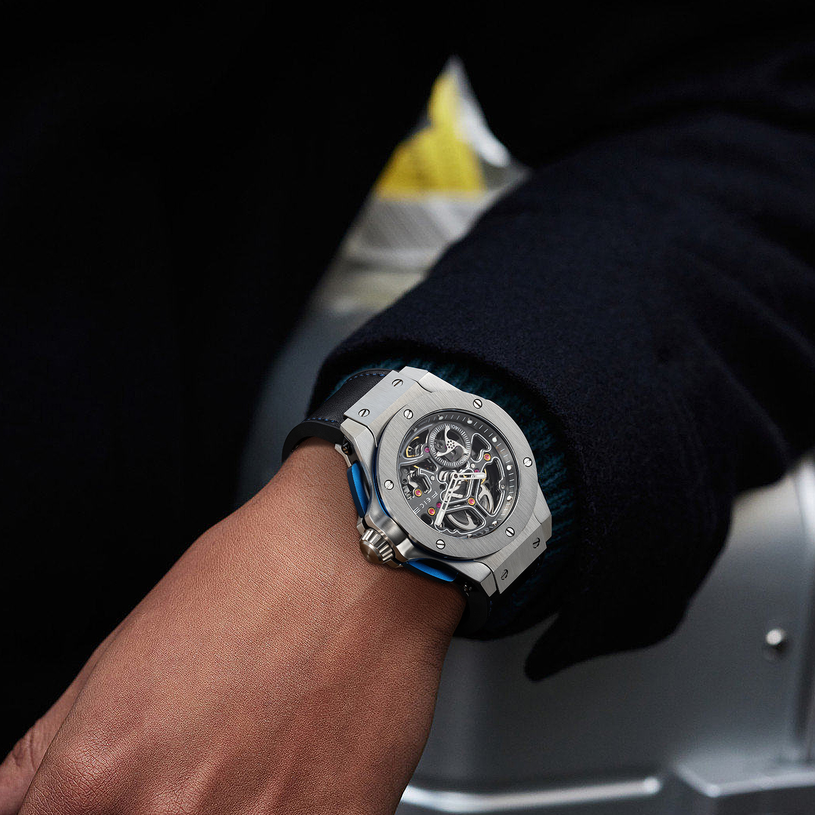 FM701 Skeleton Automatic Watch Men Analog With Stainless Steel Sapphir
